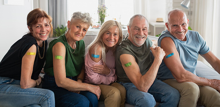 Group of Seniors with flu shots