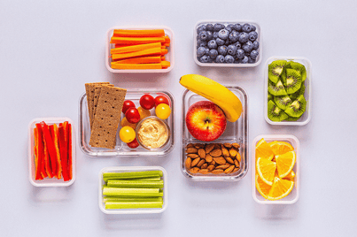 Healthy snacks in individual containers