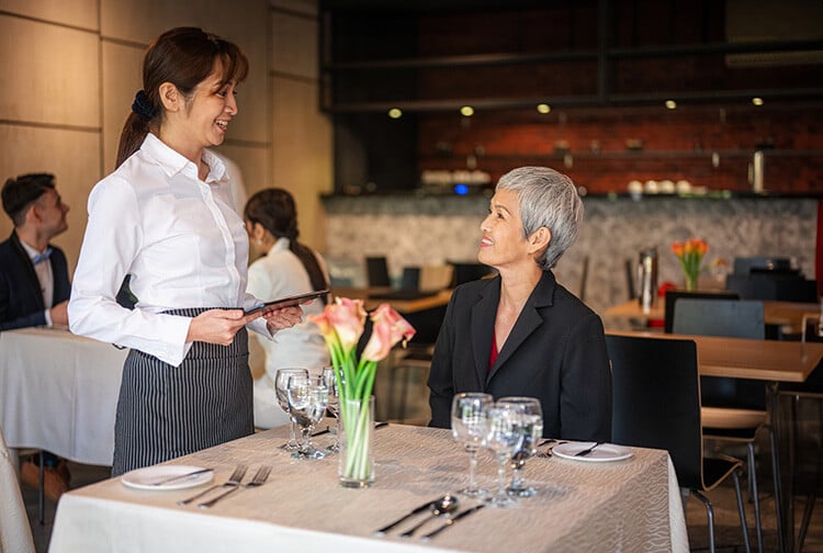 waitstaff and diner